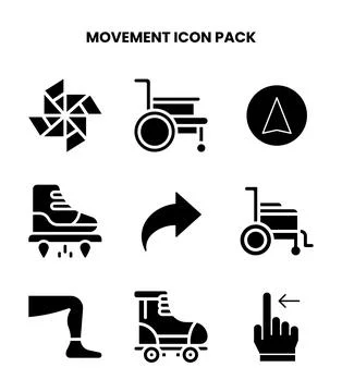 Movement Glyph Bundle Icons Pack Stock Illustration