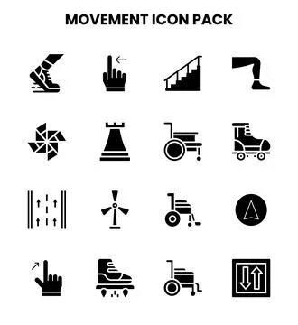 Movement Glyph Bundle Icons Pack Stockillustratie