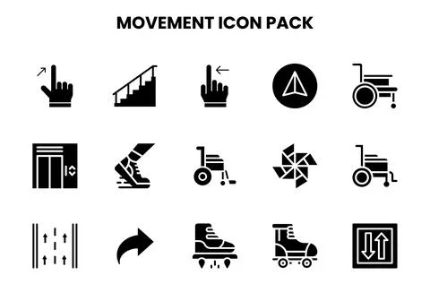 Movement Glyph Graphics Icons Pack Stock Illustration