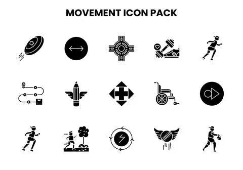 Movement Glyph Graphics Icons Pack Illustrazione stock