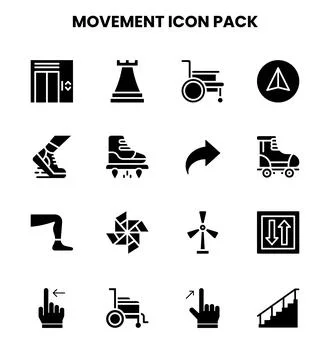 Movement Glyph Icons Pack 스톡 일러스트
