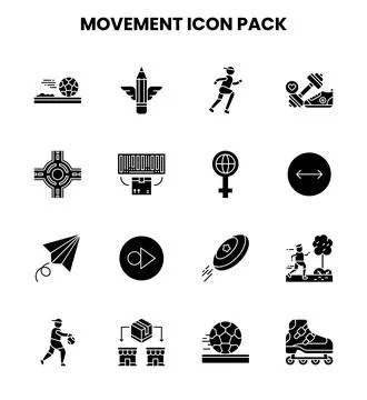 Movement Glyph Icons Pack Illustrazione stock