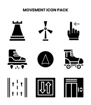 Movement Glyph Vector Icons Pack Illustrazione stock