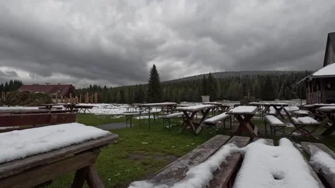 Movement of grey rain solid clouds over mountain valley in spring. 스톡 동영상 297182900