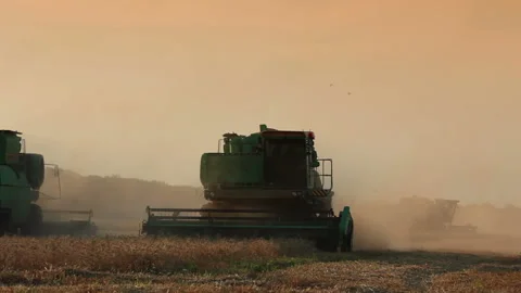 Movement of harvesters Stock Footage 106466160