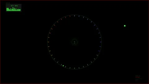 Movement of hud animation displaying frequency and visual elements on a bla.. Stock Footage 328436656