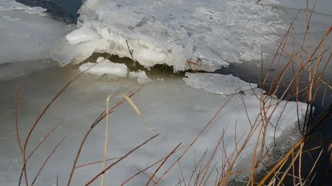 Movement of ice along the river in spring Stock Footage 88485260
