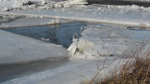 Movement of ice along the river in spring Stock Footage 88485274