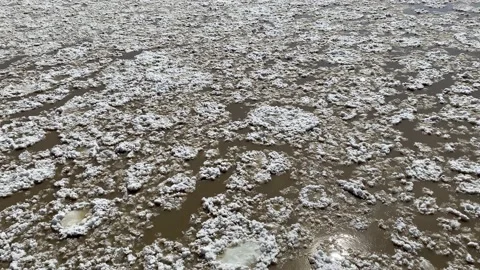 The movement of ice floes on the river during an ice drift in the spring. Stock Footage 152520760