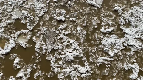 The movement of ice floes on the river during an ice drift in the spring. Stock Footage 152520764