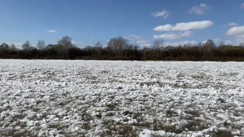 The movement of ice floes on the river during an ice drift in the spring. Stock Footage 152520888