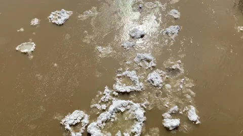The movement of ice floes on the river during an ice drift in the spring. Stock Footage 152521135