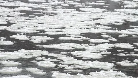 Movement of ice floes in winter river. Stock Footage 9166273