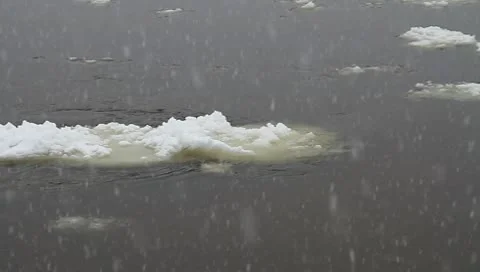 Movement of ice floes in winter river. Stock Footage 9256884