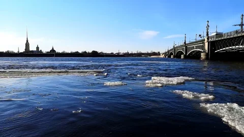 Movement of ice on the Neva river Stock Footage 109334116