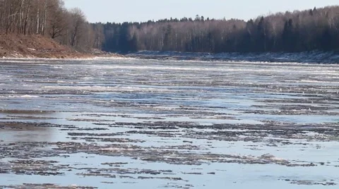 Movement of ice on the river Stock Footage 61512434