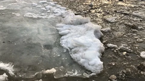 The movement of ice on the river in the spring after a cold winter in Siberia. Stock Footage 128540483