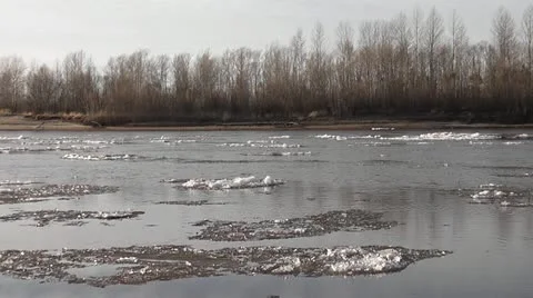 The movement of ice on the spring river Stock Footage 11024495