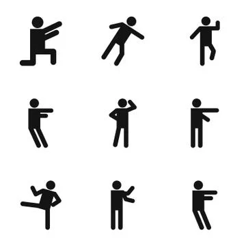 Movement icons set, simple style Stock Illustration