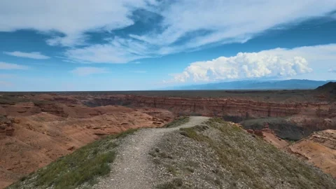 Movement on the inner part of the red canyon Stock Footage 237973087