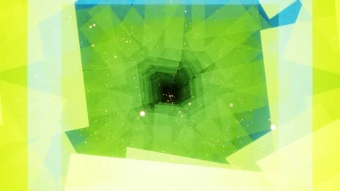 Movement inside an abstract tunnel of polish semi-transparent squares and partic Video stock 310882232