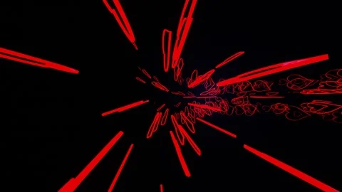 Movement inside a round tunnel of moving heart symbols on a black background. 3d Video stock 310507767