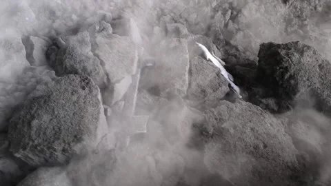 Movement of the knocked-out molding mixture with castings along the conveyor Stock Footage 270380616