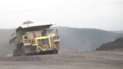 The movement of a large mining truck Video stock 114829299