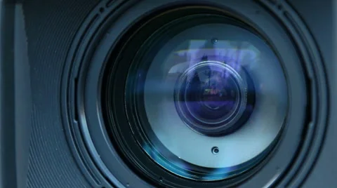 The movement of the lens on a professional camera Video stock 66377997