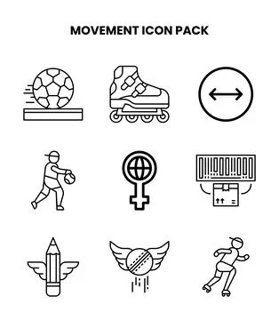Movement Line Bundle Icons Pack 库存插图