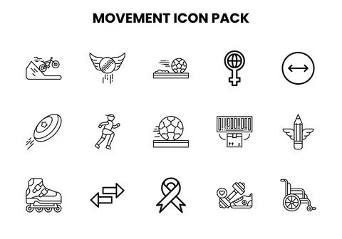 Movement Line UI Icons Pack Stock Illustration