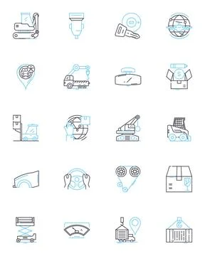 Movement linear icons set. Spin, Flow, Leap, Sprint, Glide, March, Bounce line Stock Illustration