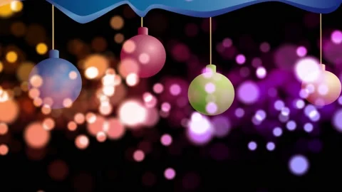 The movement of luminous particles on the background of Christmas tree balloons Stock Footage 162676616