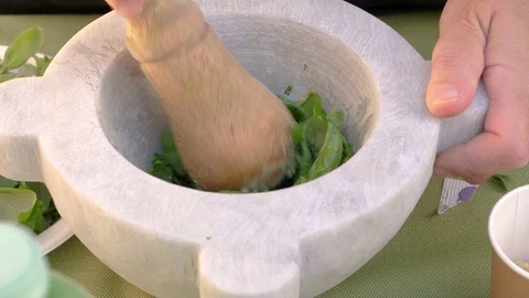 Movement to make pesto Stock Footage 117920218