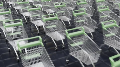 The movement of many empty shopping carts Stock Footage 219865045