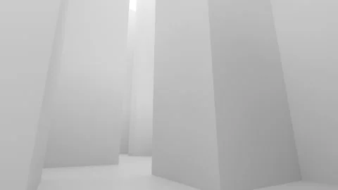 Movement in a maze of white columns in white light. Video stock 231175162
