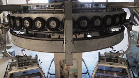 Movement by mechanism Cable Car Cabin in Porto, Portugal Видео 89186509