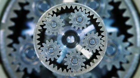 Movement of metal gears in a mechanical device Stock Footage 45298356