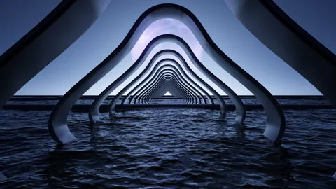 Movement on metal structure in the sea Stock-Footage 257047876
