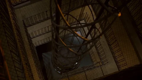 The movement of a modern elevator in a transparent mine. Stock Footage 121535684