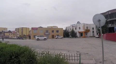 Movement on Mongolian Small Town Along Way Pov Stock Footage 62578965
