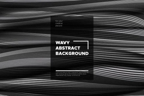 Movement. Monochrome Abstract Background of Waves. Modern Bright Flow Poster. Stock Illustration