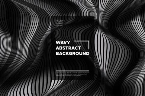 Movement. Monochrome Abstract Background of Waves. Modern Bright Flow Poster. Stock Illustration