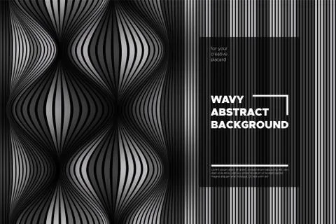 Movement. Monochrome Abstract Background of Waves. Modern Bright Flow Poster. Stock Illustration