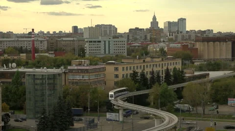 The movement of the monorail on the track. Video stock 54993341