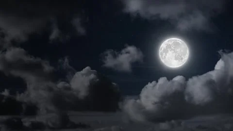 Movement of the moon across the starry sky with clouds Stock Footage 262881439