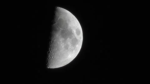 The movement of the moon in the dark sky Stock Footage 44438242