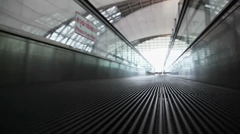 Movement on moving walkway, the view from the bottom Stock Footage 22844654