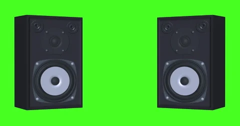 Movement of the music speaker on a green background, 4K animation. Stock Footage 279300295