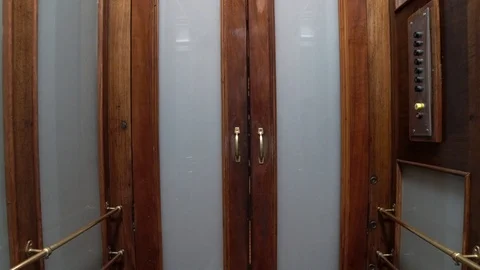 Movement of an old and ancient elevator going down Stock Footage 126272410